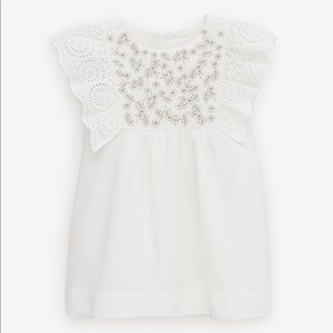Zara White Sparkly Embroidered Dress